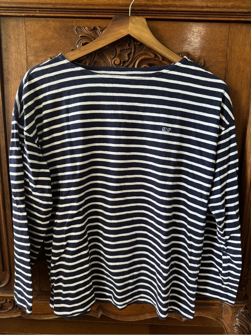 Vineyard Vines Navy and White Striped Long Sleeve Tee